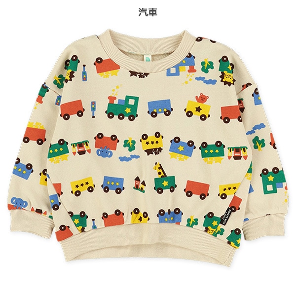 裏毛汽車・いぬ総柄トレーナー