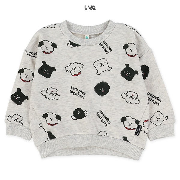 裏毛汽車・いぬ総柄トレーナー