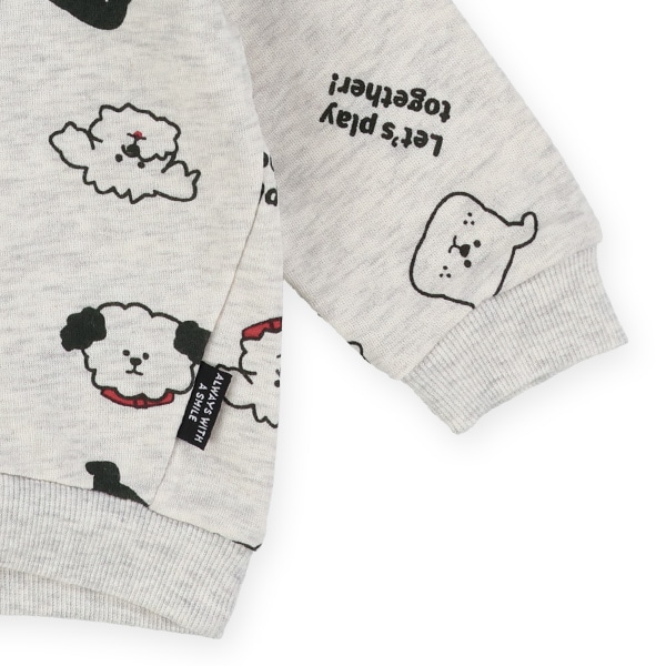 裏毛汽車・いぬ総柄トレーナー