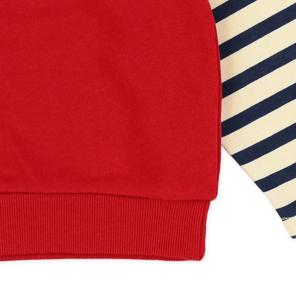 裏毛袖ボーダーレイヤード風トレーナー