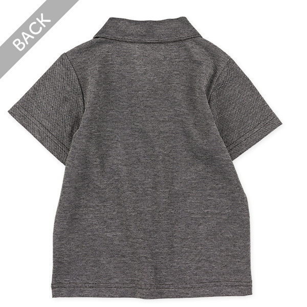 チェック柄ネクタイ付き半袖ポロシャツ