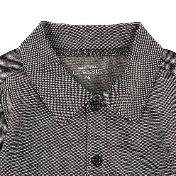 チェック柄ネクタイ付き半袖ポロシャツ