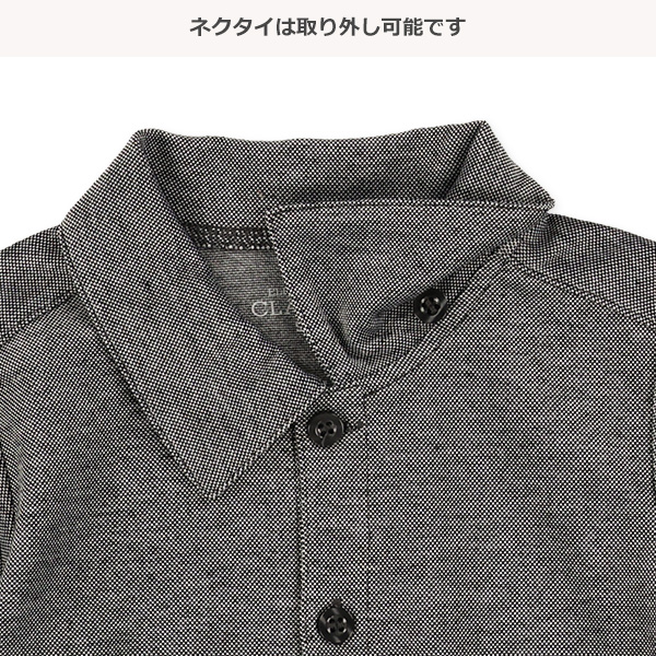 チェック柄ネクタイ付き半袖ポロシャツ