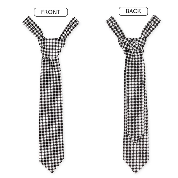 チェック柄ネクタイ付き半袖ポロシャツ