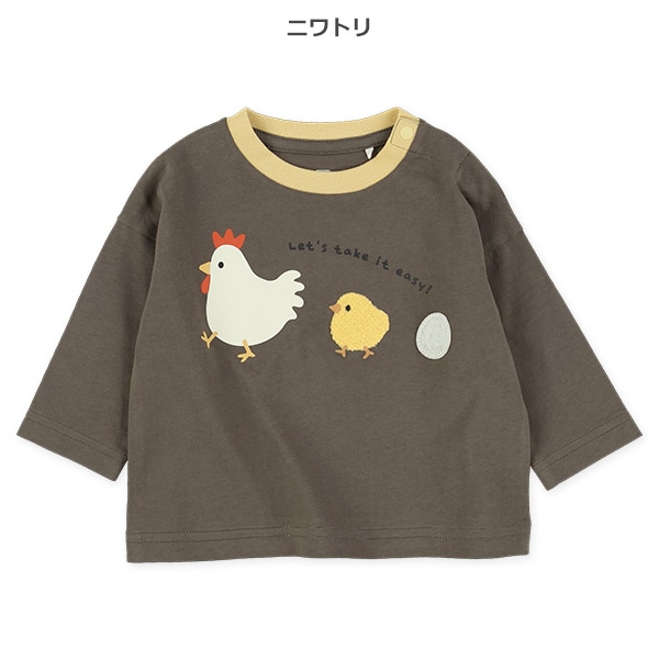 刺繍アニマル長袖Tシャツ