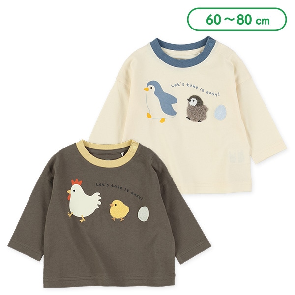 刺繍アニマル長袖Tシャツ