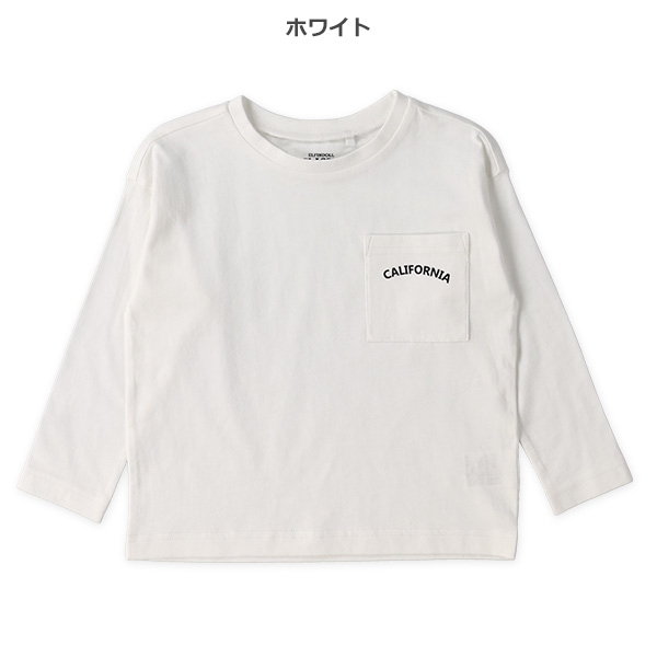 胸ロゴポケット付きワイド長袖Tシャツ