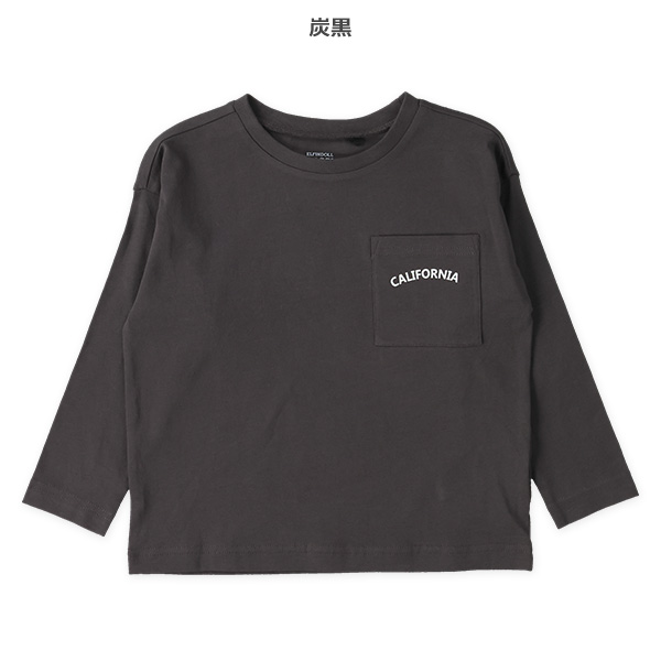 胸ロゴポケット付きワイド長袖Tシャツ