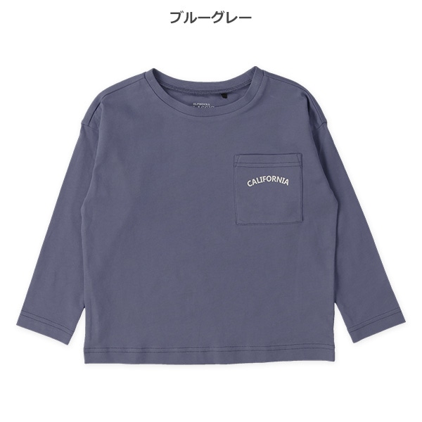 胸ロゴポケット付きワイド長袖Tシャツ