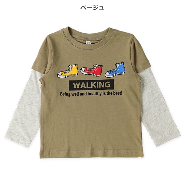 スニーカーロゴレイヤード風長袖Tシャツ