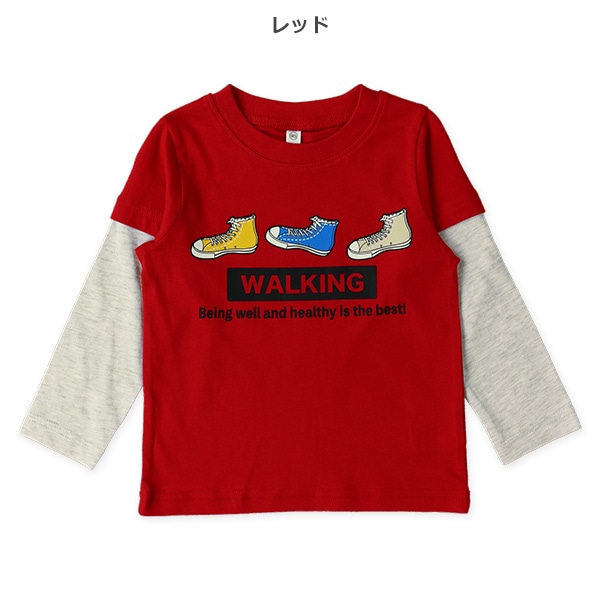 スニーカーロゴレイヤード風長袖Tシャツ