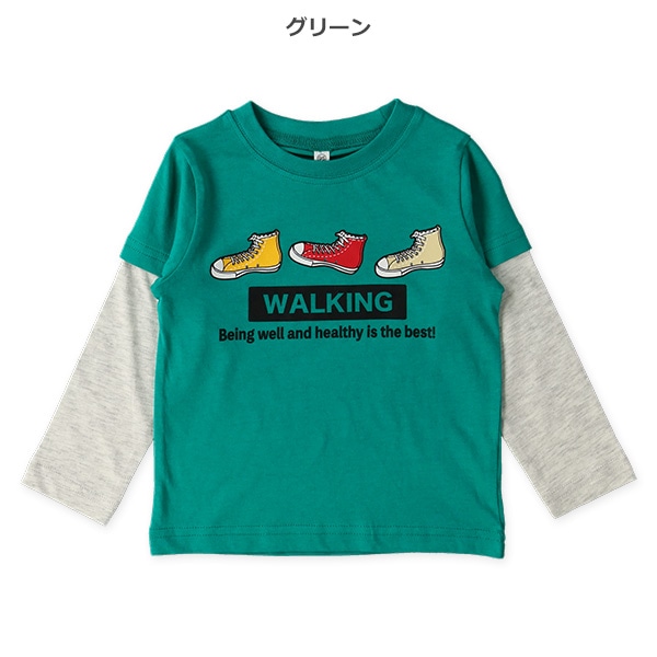 スニーカーロゴレイヤード風長袖Tシャツ