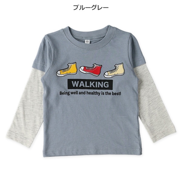 スニーカーロゴレイヤード風長袖Tシャツ