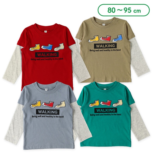 スニーカーロゴレイヤード風長袖Tシャツ