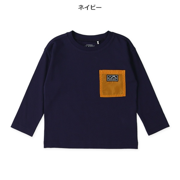 布帛ポケット付き長袖Tシャツ