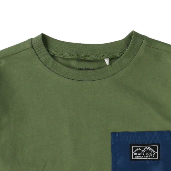布帛ポケット付き長袖Tシャツ