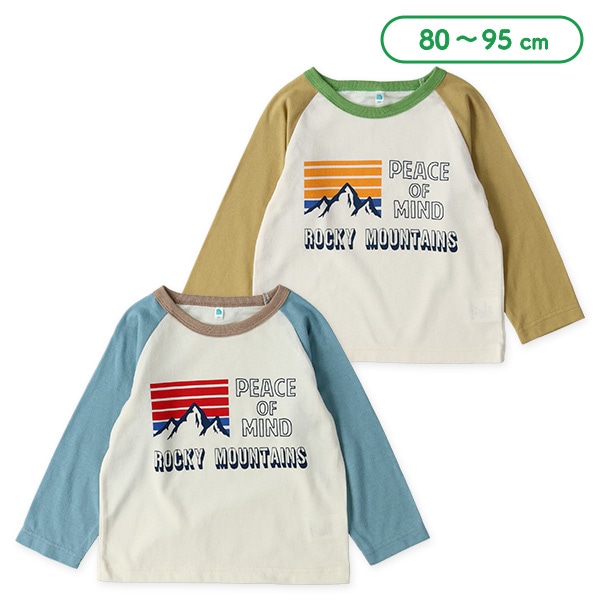 山柄ラグラン長袖Tシャツ