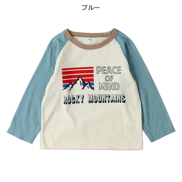 山柄ラグラン長袖Tシャツ