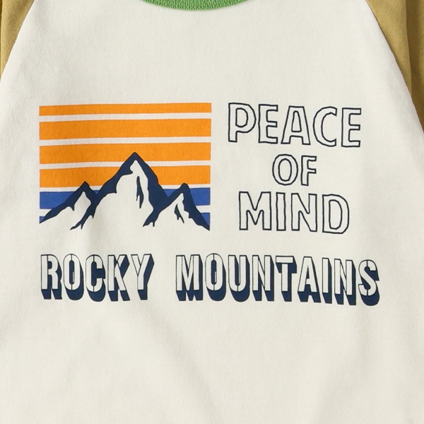 山柄ラグラン長袖Tシャツ