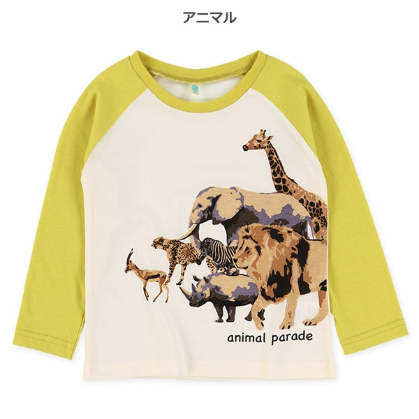 はたらくくるま・アニマルラグラン長袖Tシャツ