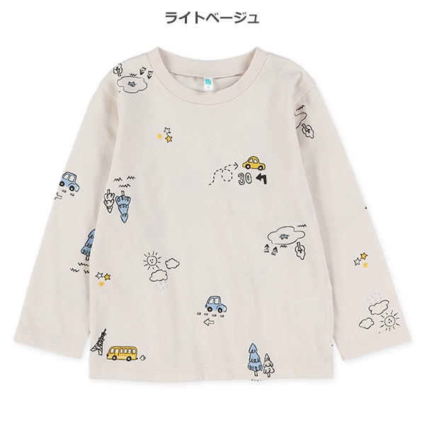 おでかけモチーフ総柄長袖Tシャツ