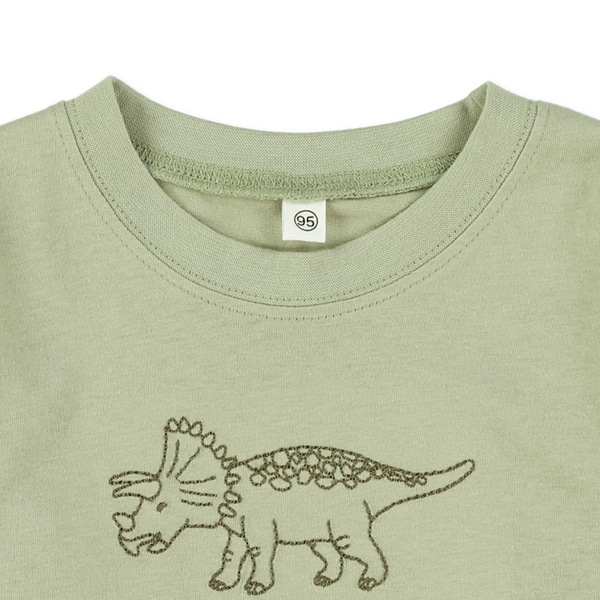 恐竜ステッチ刺繍長袖Tシャツ