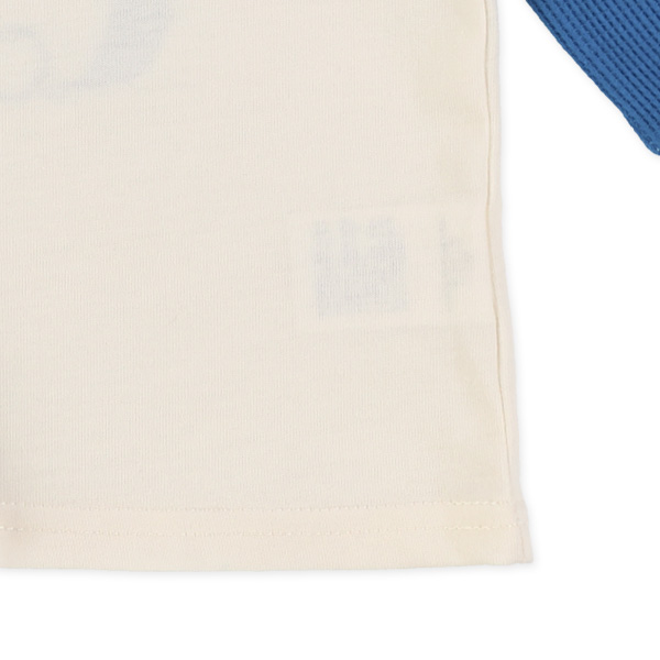 袖ワッフルバックプリント付きアニマル長袖Tシャツ