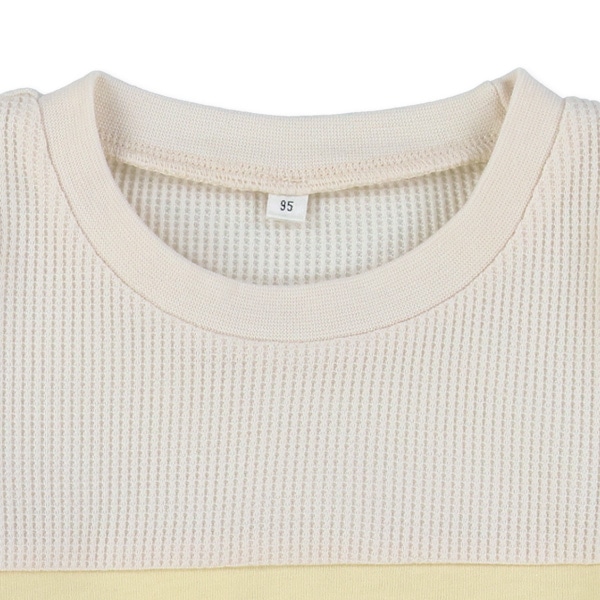 ワッフルくまアップリケ切り替え長袖Tシャツ