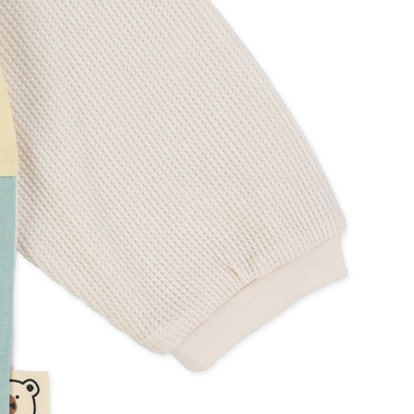 ワッフルくまアップリケ切り替え長袖Tシャツ