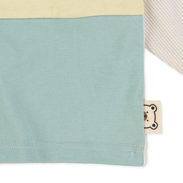 ワッフルくまアップリケ切り替え長袖Tシャツ