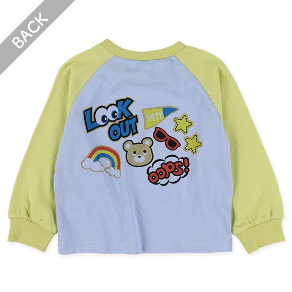 配色ロゴワッペン風プリント長袖Tシャツ