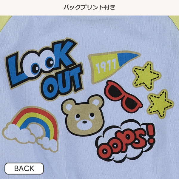 配色ロゴワッペン風プリント長袖Tシャツ