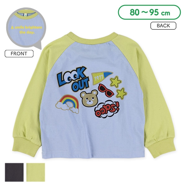 配色ロゴワッペン風プリント長袖Tシャツ