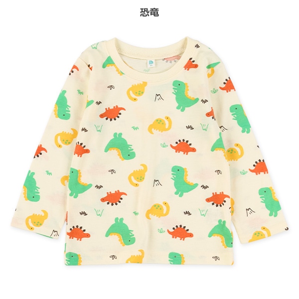 恐竜・くるまカラフル長袖Tシャツ