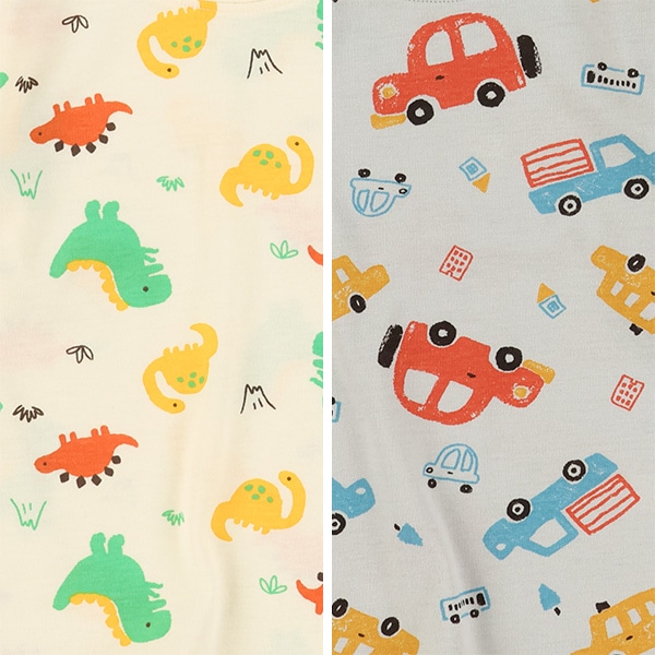 恐竜・くるまカラフル長袖Tシャツ