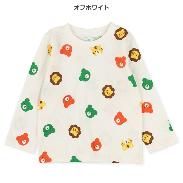 くま総柄長袖Tシャツ