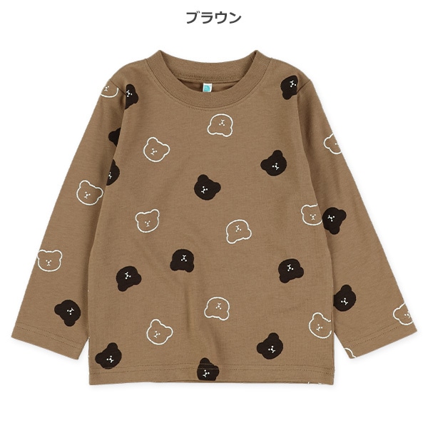 くま総柄長袖Tシャツ