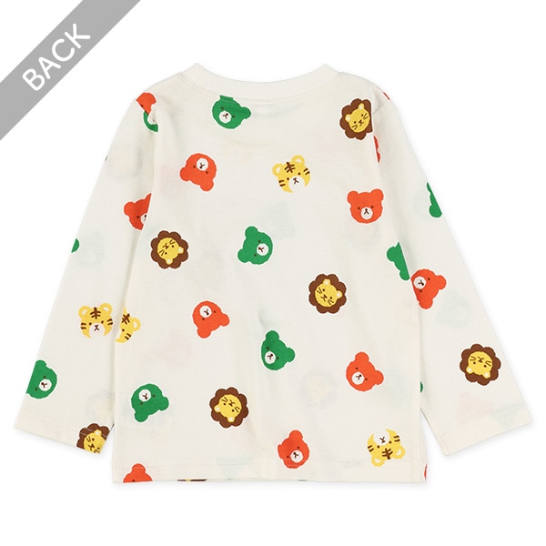 くま総柄長袖Tシャツ