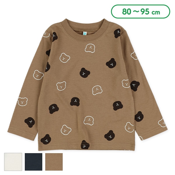くま総柄長袖Tシャツ