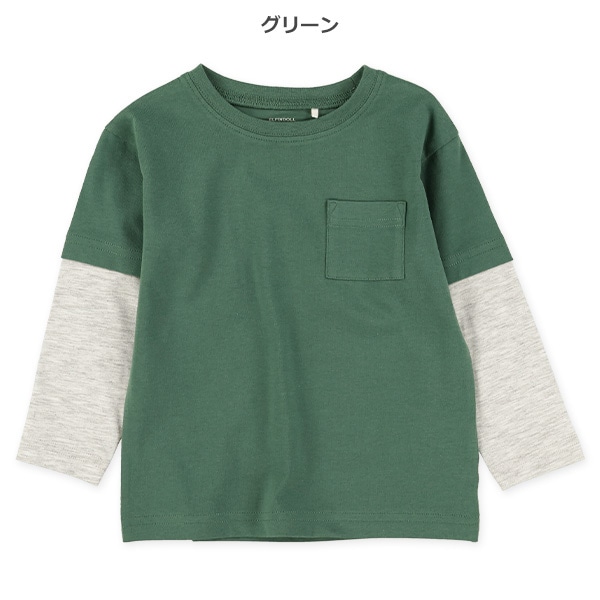 袖レイヤード風長袖Tシャツ