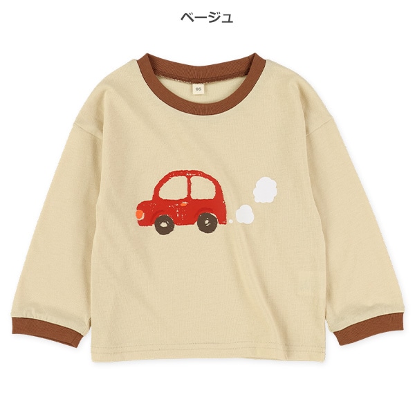 くるまプリント長袖Tシャツ