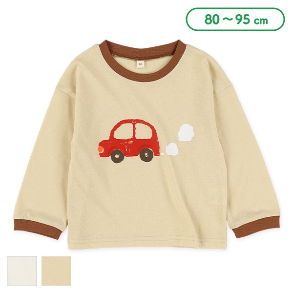 くるまプリント長袖Tシャツ