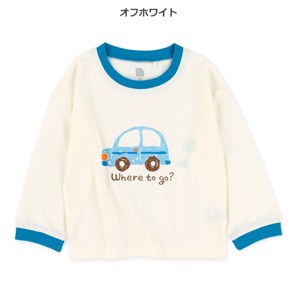 くるまプリント長袖Tシャツ