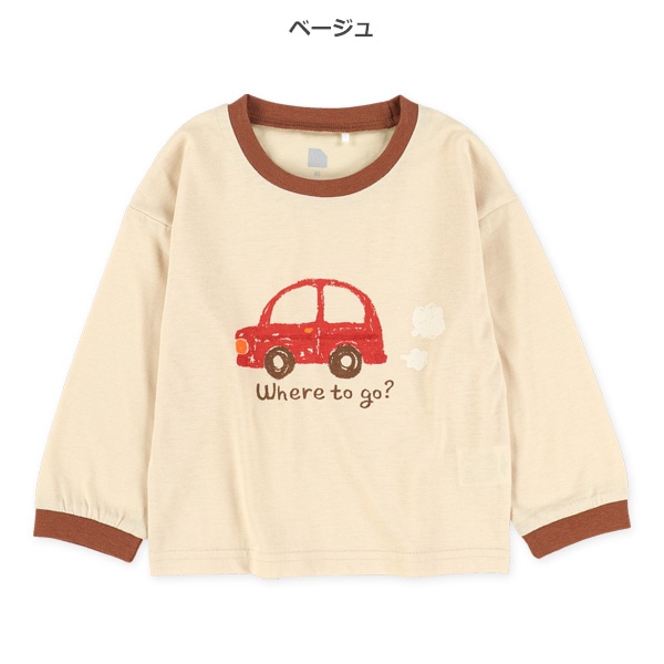 くるまプリント長袖Tシャツ