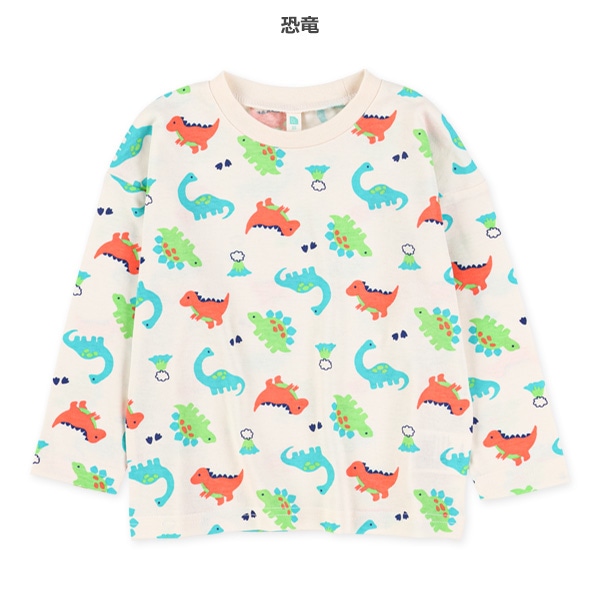 恐竜・くるまカラフル長袖Tシャツ