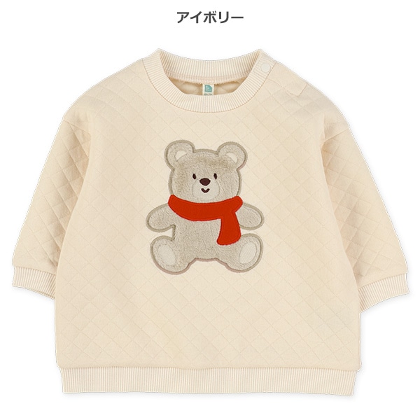 キルトくまアップリケ付きトレーナー
