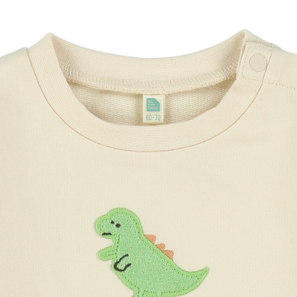 裏毛パイル恐竜アップリケトレーナー