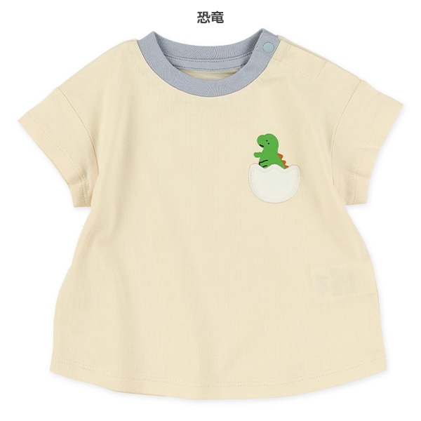 ポケット風刺繍付き半袖Tシャツ