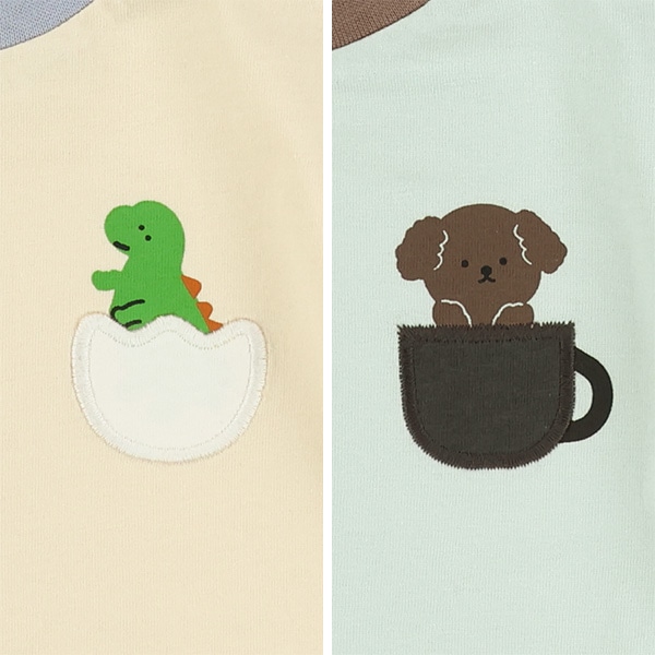 ポケット風刺繍付き半袖Tシャツ