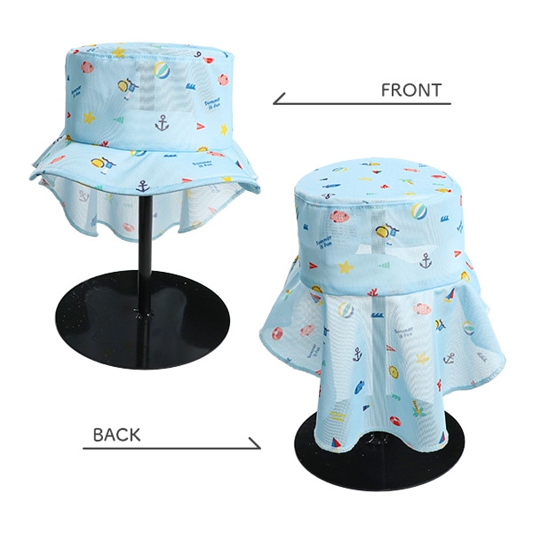 水陸両用垂れ付きメッシュハット（総柄）